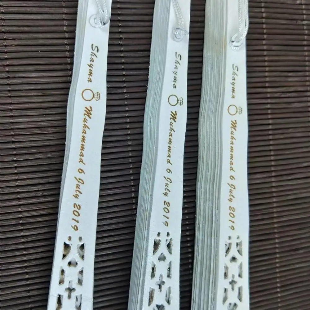 Personalized Printing White Wood Folding Hand Fan, Wooden Fold Fans, Customized Wedding Party Gift, Favors Organza Bag, 120Pcs - Image 4