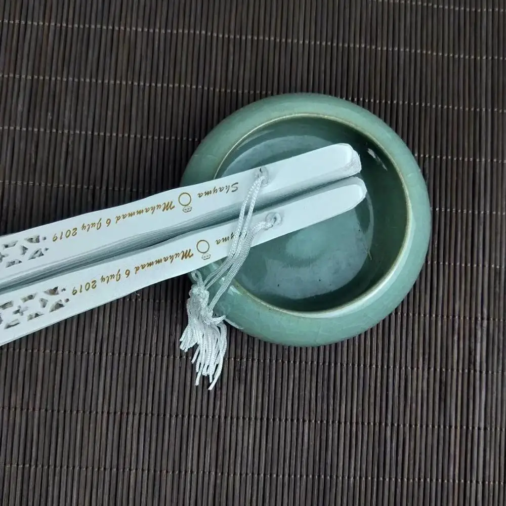 Personalized Printing White Wood Folding Hand Fan, Wooden Fold Fans, Customized Wedding Party Gift, Favors Organza Bag, 120Pcs - Image 5