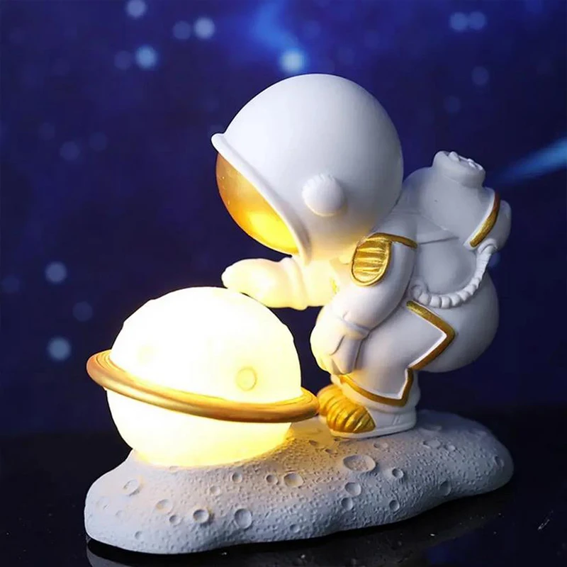 Astronaut Night Light Baby Sleeping Bedside Night Lamp Resin Cartoon LED Night Lamp Soft Lighting Table Lamp Birthday Gift - Image 2