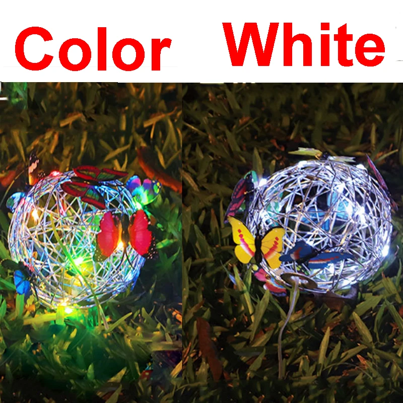 2pcs LED Solar Wind Chime Light Garden Butterfly Lamp Colorful Waterproof Hanging Solar Light for Garden Yard Home Decor - Image 2