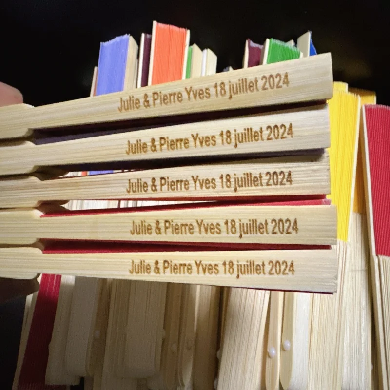 20pcs Personalized Engraved Silk Hand Fan Wedding Fold Fan Vintage Fans Customized Wedding Favor - Image 2