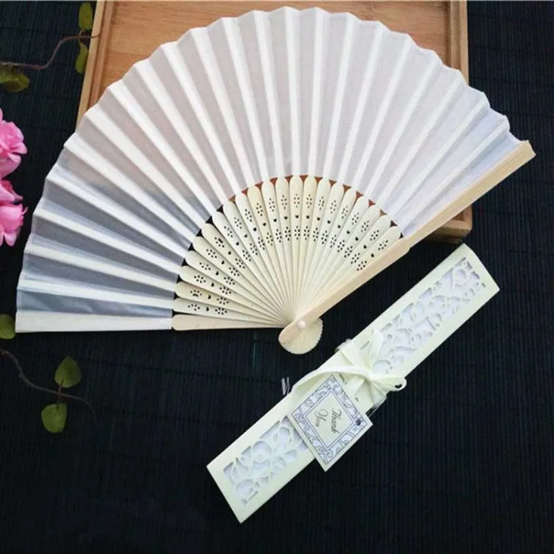 30pcs/lot Custom Folding Fan Personalized Bride & Groom's Name & Date Silk Wedding Dance Hand Fan with Gift Box Party Favors - Image 6
