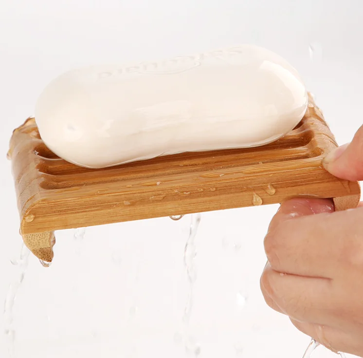 Natural Bamboo Soap Dishes, Tray Holder, Bathroom Soap Rack, Plate Box Container, 50PCs per Lot - Image 5