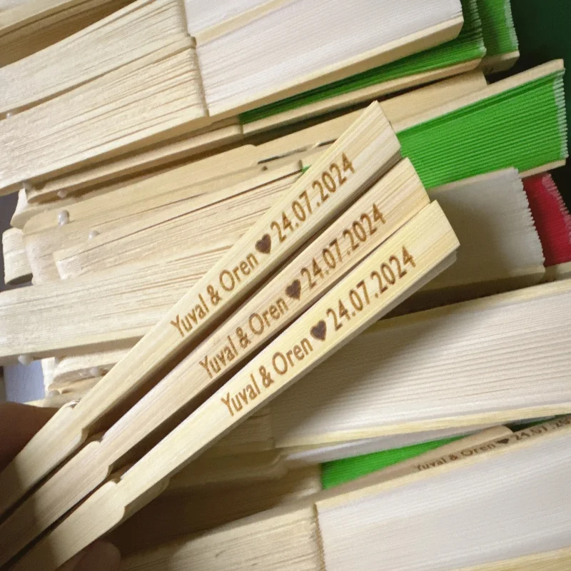 20pcs Personalized Engraved Silk Hand Fan Wedding Fold Fan Vintage Fans Customized Wedding Favor - Image 3