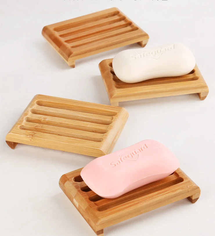 Natural Bamboo Soap Dishes, Tray Holder, Bathroom Soap Rack, Plate Box Container, 50PCs per Lot - Image 3