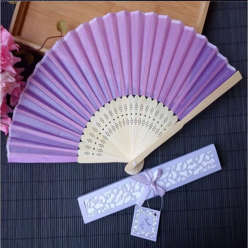 30pcs/lot Custom Folding Fan Personalized Bride & Groom's Name & Date Silk Wedding Dance Hand Fan with Gift Box Party Favors - Image 5