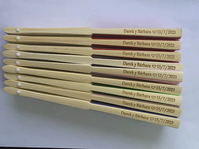 20pcs Personalized Engraved Silk Hand Fan Wedding Fold Fan Vintage Fans Customized Wedding Favor - Image 4