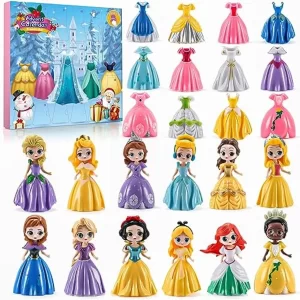 Advent Calendar for Girls Princess Deformation Toy 24 Days Countdown Calendars Princess Transformable Toys and Decorate Ideal f