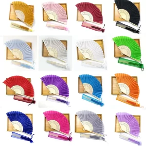 20pcs Personalized Engraved Silk Hand Fan Wedding Fold Fan Vintage Fans Customized Wedding Favor