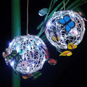 2pcs LED Solar Wind Chime Light Garden Butterfly Lamp Colorful Waterproof Hanging Solar Light for Garden Yard Home Decor