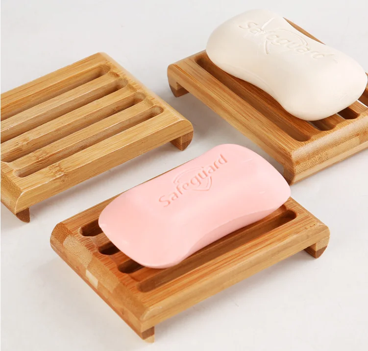 Natural Bamboo Soap Dishes, Tray Holder, Bathroom Soap Rack, Plate Box Container, 50PCs per Lot