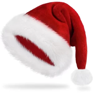 Iioscre Santa Hat Christmas Hats for Adults Xmas Holiday Unisex Classic Santa Claus Hat for New Year Party Festive Holiday Cost