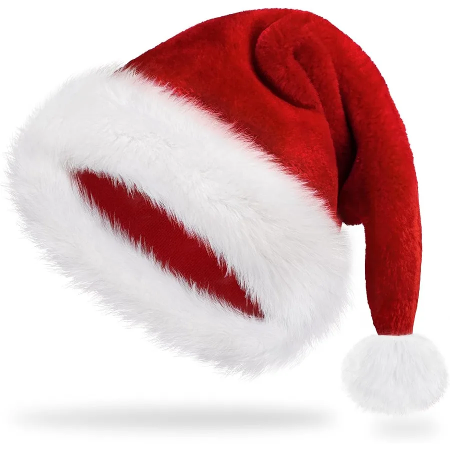 Iioscre Santa Hat Christmas Hats for Adults Xmas Holiday Unisex Classic Santa Claus Hat for New Year Party Festive Holiday Cost