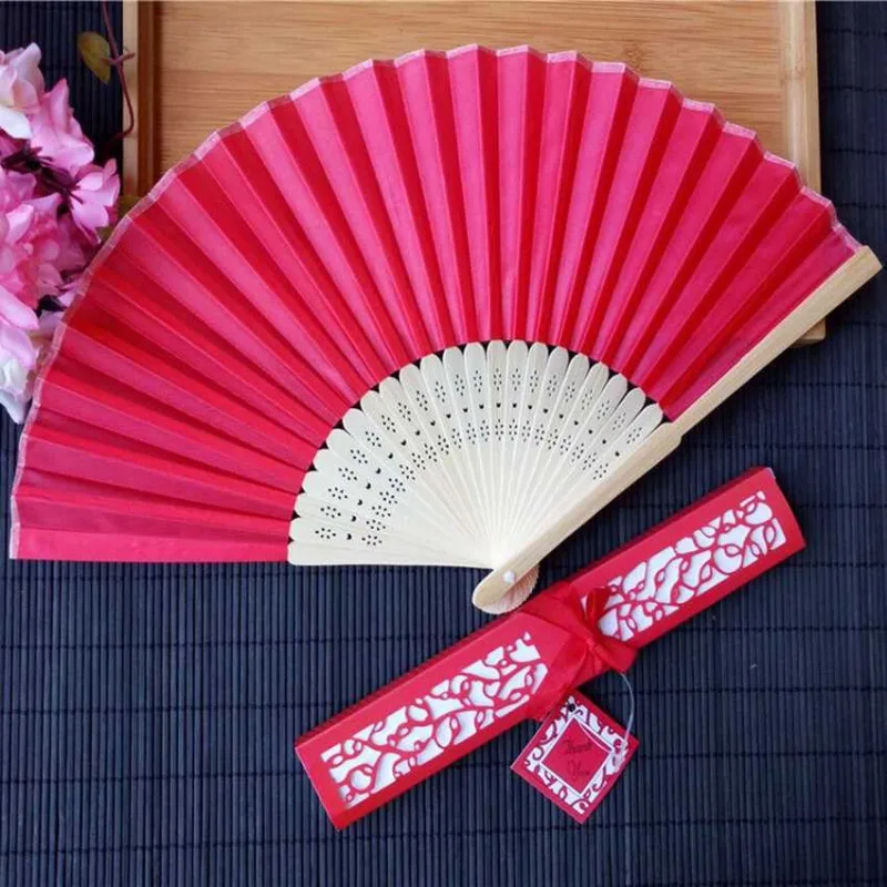 30pcs/lot Custom Folding Fan Personalized Bride & Groom's Name & Date Silk Wedding Dance Hand Fan with Gift Box Party Favors - Image 4
