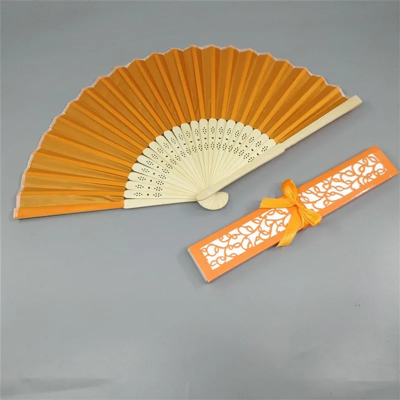 Luxurious Silk Fold Hand Fan, Elegant Laser-Cut Gift Box, Wedding Party Favors Gifts, 11 Colors, - Image 6