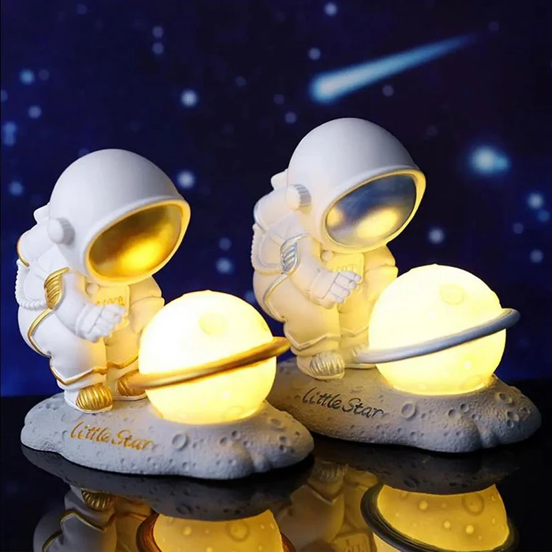 Astronaut Night Light Baby Sleeping Bedside Night Lamp Resin Cartoon LED Night Lamp Soft Lighting Table Lamp Birthday Gift - Image 3