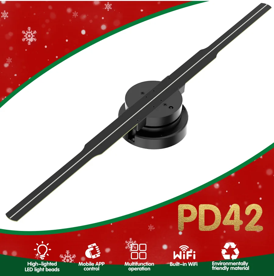 42CM Wifi 3D Hologram Projector Fan Remote Wifi Control 3d led projector Display Player Holographic Advertising Projector - Image 3